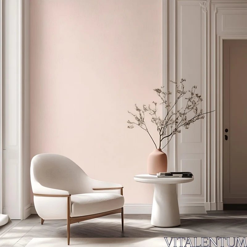 AI ART Minimalist Room with Pastel Colors