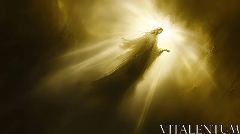 Ethereal Angel in Golden Light AI Image