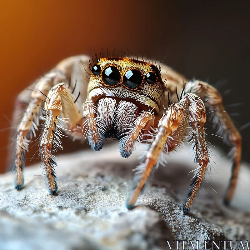 Macro Shot of a Jumping Spider's Eyes and Legs AI Image