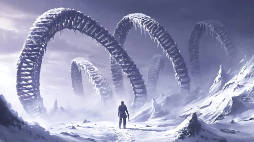 Frozen Rings in Snowy Expanse
