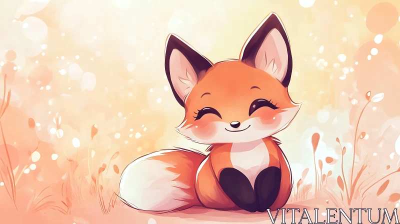 AI ART Smiling Fox Cartoon Illustration