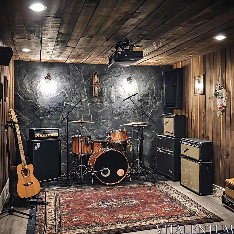 AI ART Acoustic Instruments in Home Music Studio