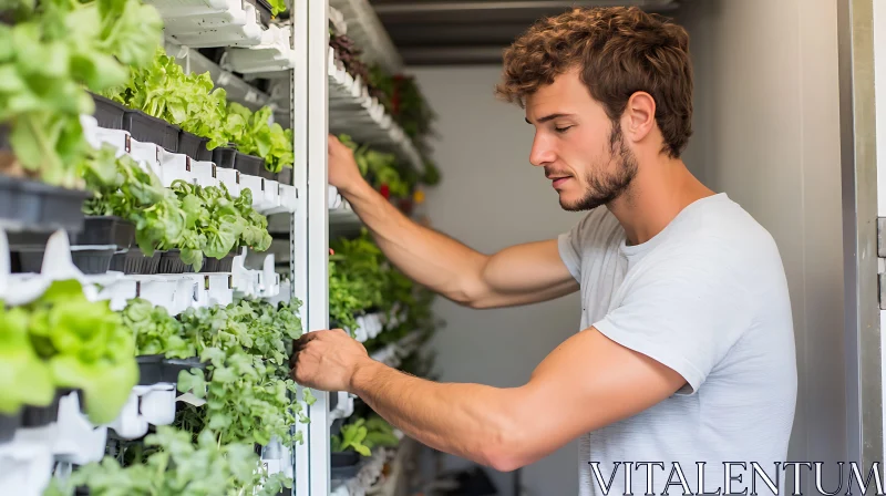 Indoor Vertical Farming with Fresh Produce AI Image