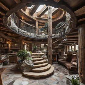 Organic Interior with Stone Staircase