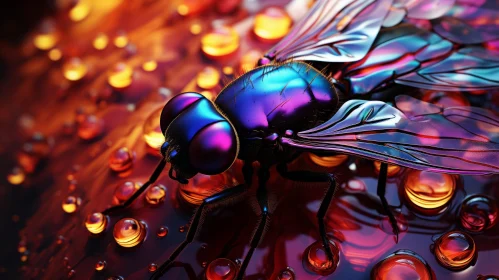 A Colorful Fly on Water: Sci-Fi Psychedelic Illustration