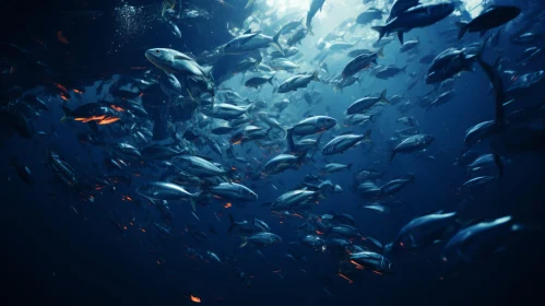 Atmospheric Ocean Life: Fish Swimming in Deep Blue