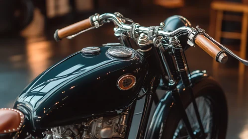Dark Motorcycle with Wooden Accents