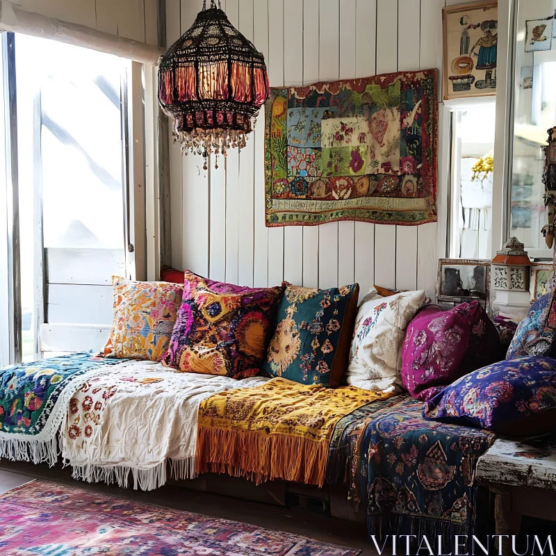 Eclectic Home Decor with Daybed AI Image