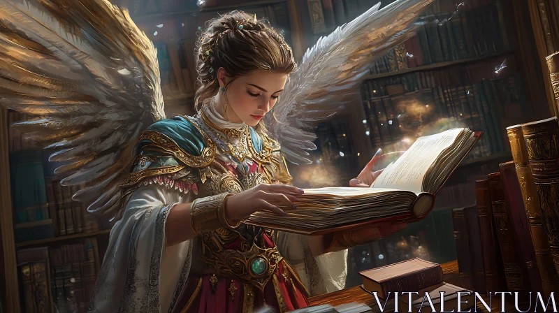 Angel in Library AI Image