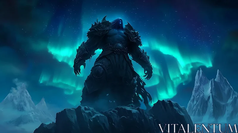 Fantasy Monster in Northern Lights AI Image