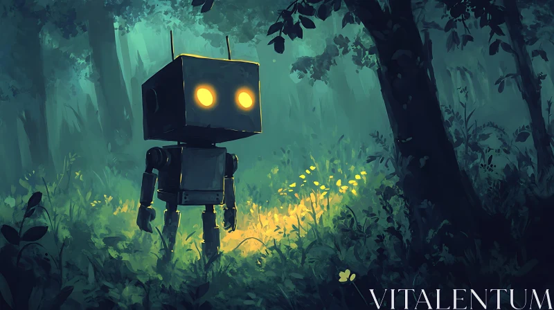 AI ART Lost Robot in Enchanted Woods