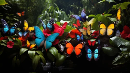 Exotic Display of Colorful Butterflies - Diorama Style Art