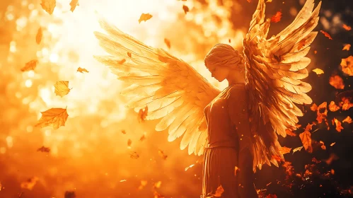 Angel with Wings in Autumn