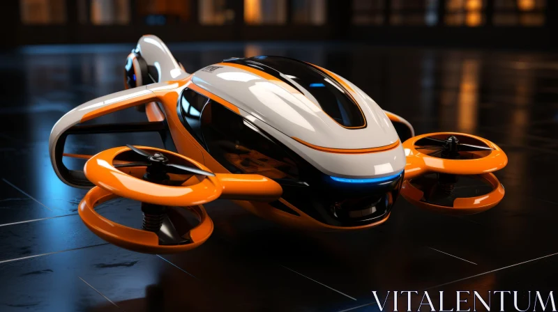 Futuristic Electric Hover Car in Urban Landscape AI Image