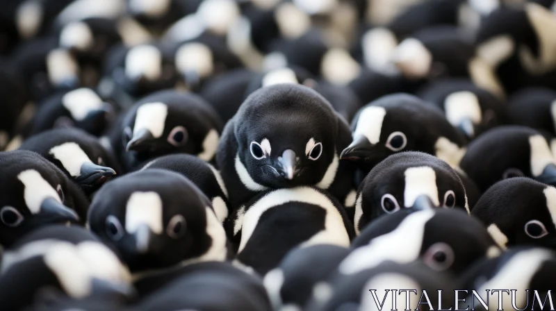 AI ART Joyful Penguins: A Non-representational Close-up