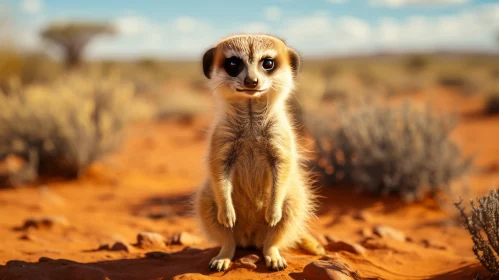 Photorealistic Colorized Meerkat in the Desert
