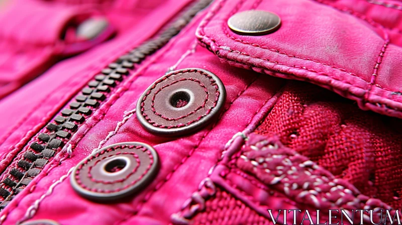 Stylish Pink Leather Jacket with Unique Buttons and Zipper AI Image