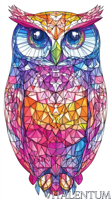 AI ART Vivid Polygonal Owl Design