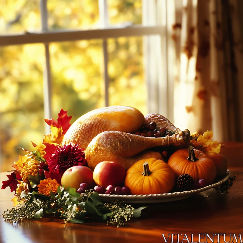 Autumn Harvest Thanksgiving Feast Still Life AI Image