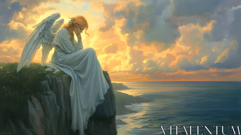 AI ART Serene Angel by the Sea