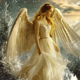 Winter Angel in a Snowy Scene