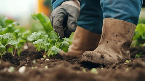 Close-Up of Planting Seedlings