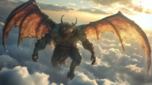 Fantasy Dragon Flight Above the Sky