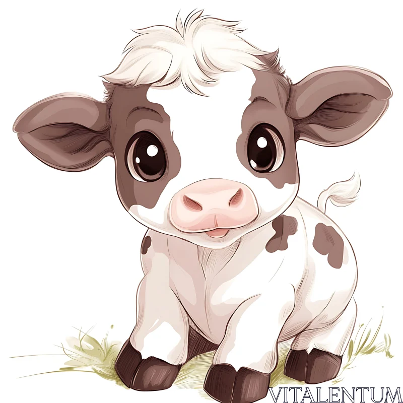 Cute Cartoon Calf Image AI Image