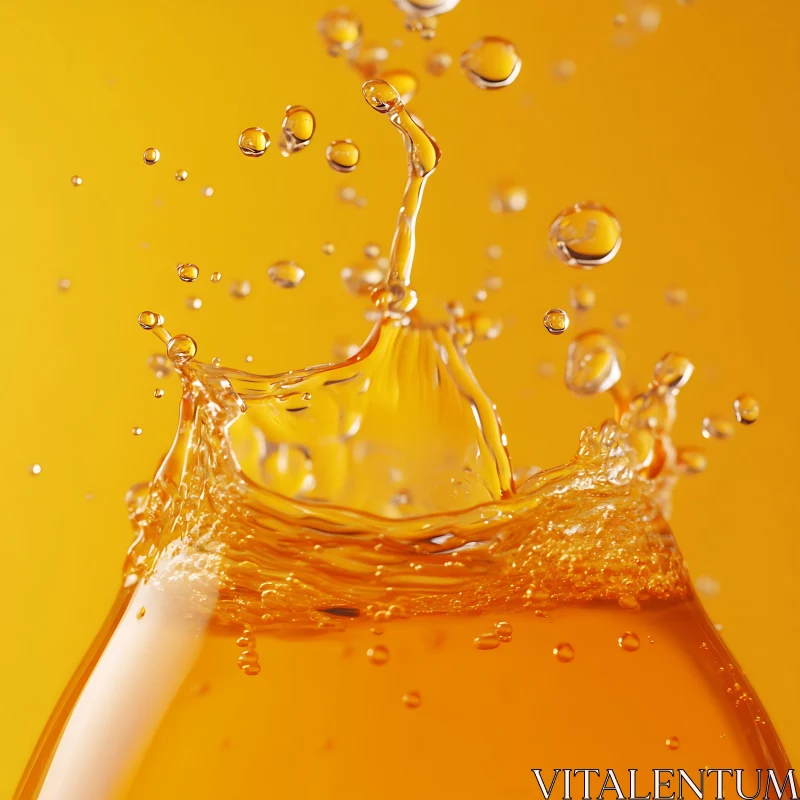 Dynamic Orange Liquid Splash and Droplets AI Image