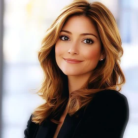 Smiling Woman in Black Blazer