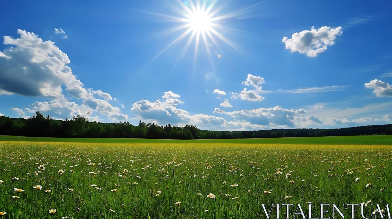 Floral Meadow Bathed in Sunlight AI Image