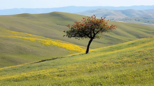 Solitary Tree in a Sunny Field