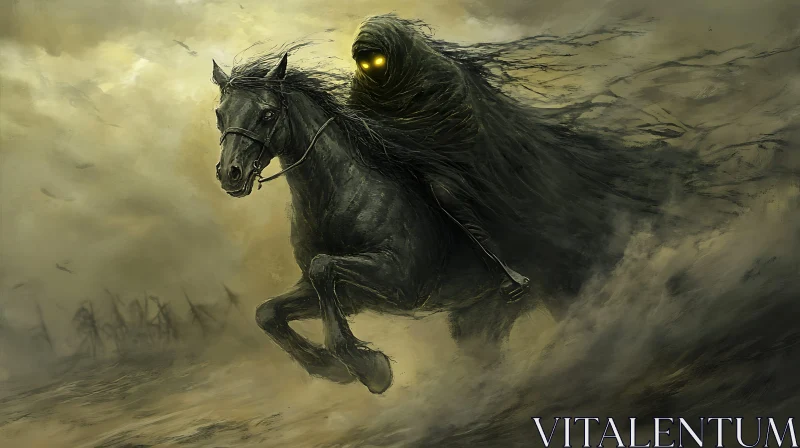 AI ART Dark Rider on a Black Steed