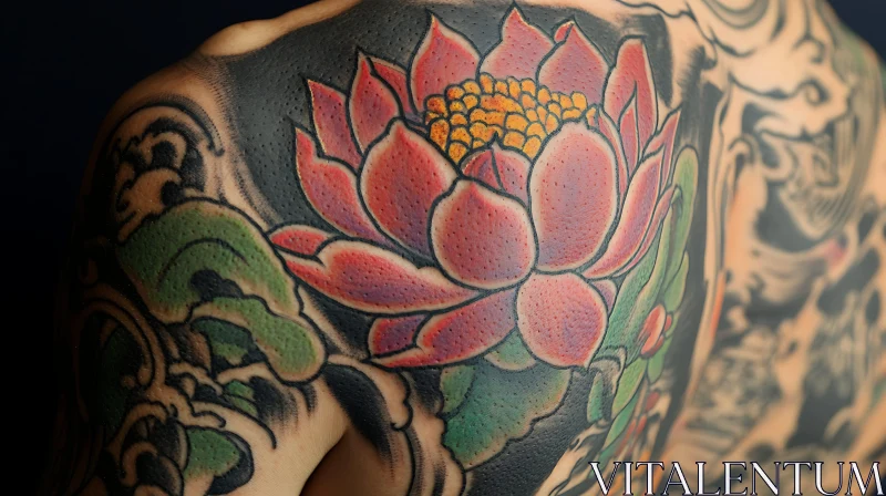 Colorful Lotus Tattoo on Shoulder AI Image