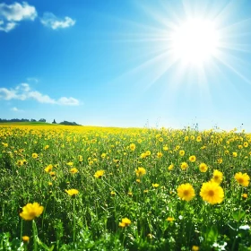 Sunny Flower Field Landscape