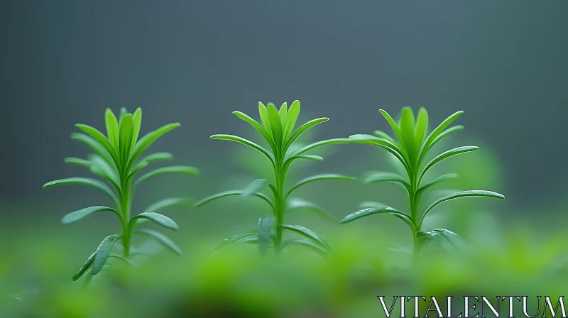 Young Green Plants Close-Up AI Image