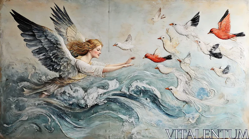 Guardian Angel Among Birds Art AI Image