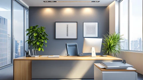 Contemporary Workspace with Plants and Natural Light