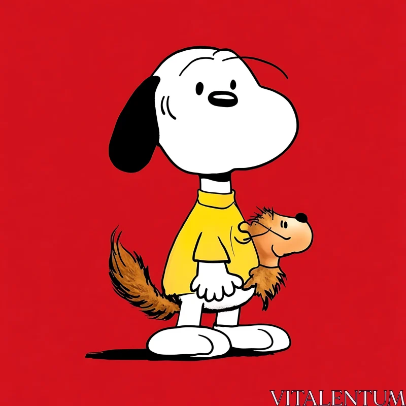 Cartoon Snoopy with Bird Friend AI Image