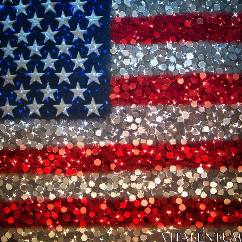 Abstract American Flag with Sparkling Circles AI Image