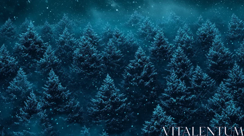 AI ART Enchanting Winter Forest at Night