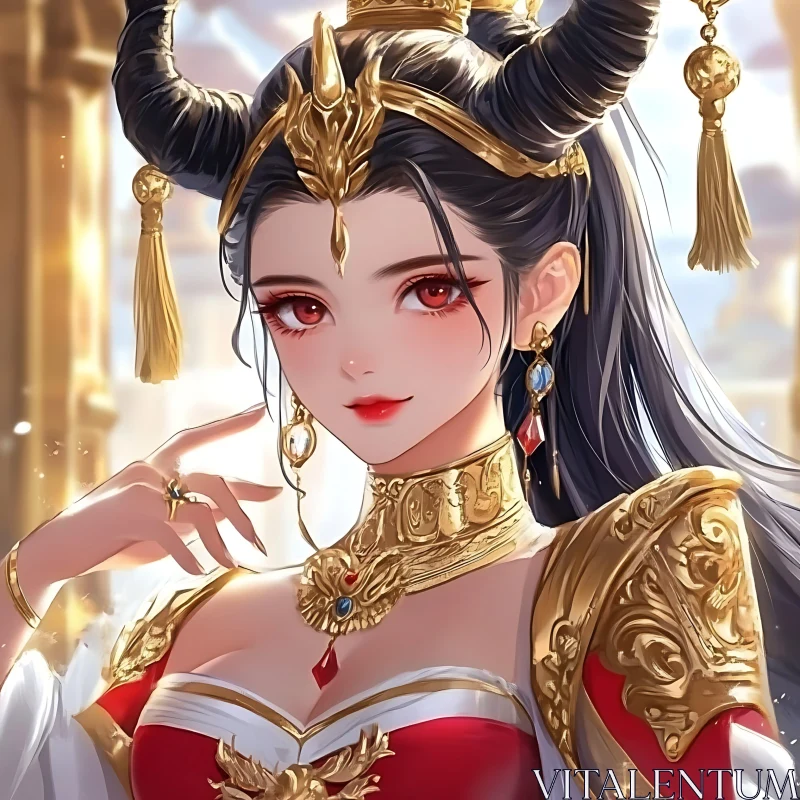 AI ART Fantasy Woman Portrait with Golden Adornments