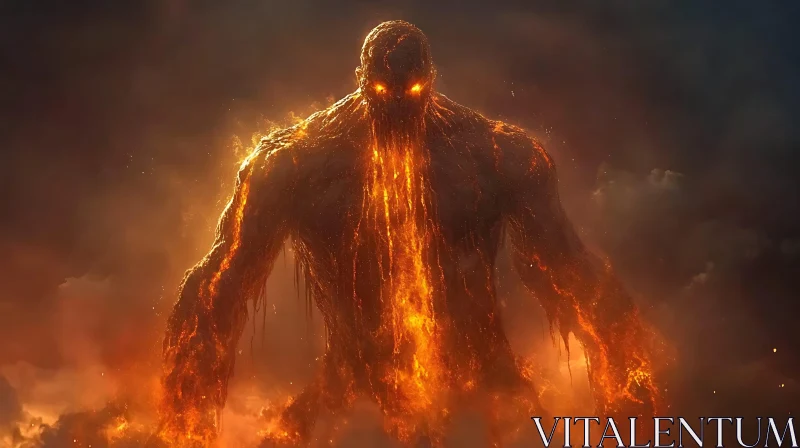 AI ART Colossal Lava Creature in Smoky Haze