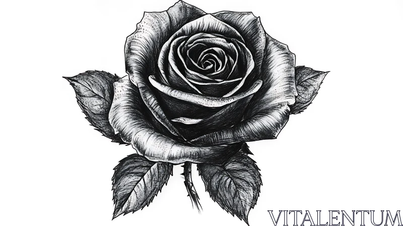 Intricate Floral Art of a Rose AI Image