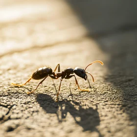 Macro Shot of an Ant on a Textured Surface