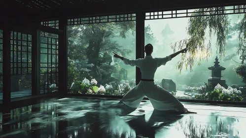 Mindful Yoga in Serene Garden Setting