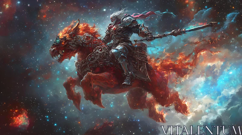 Celestial Knight and Infernal Steed Artwork AI Image