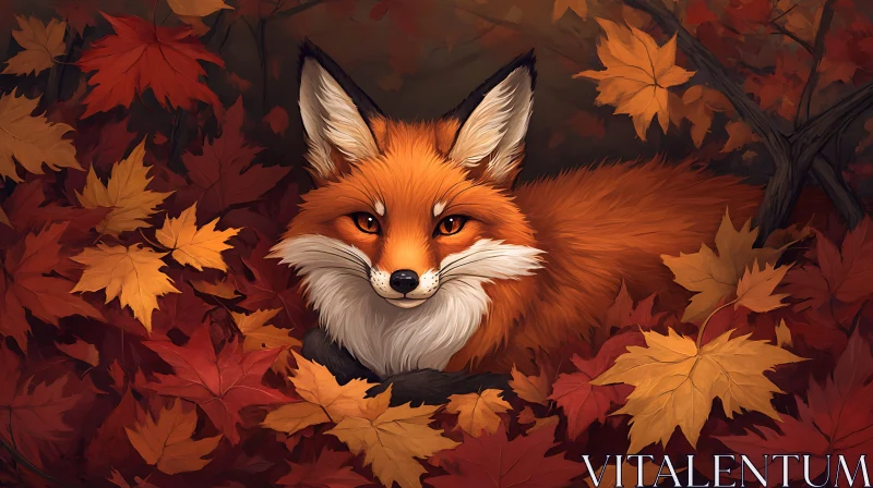 Red Fox in Fall Foliage AI Image