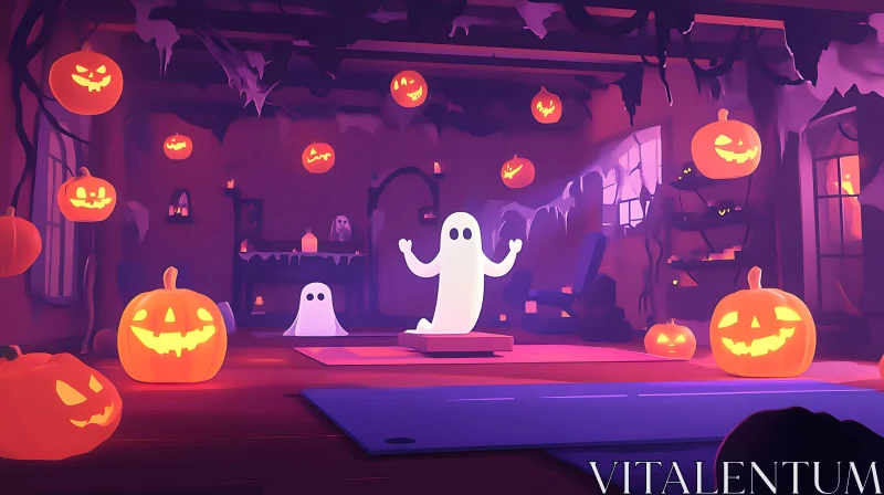 AI ART Spooky Halloween Night with Ghosts