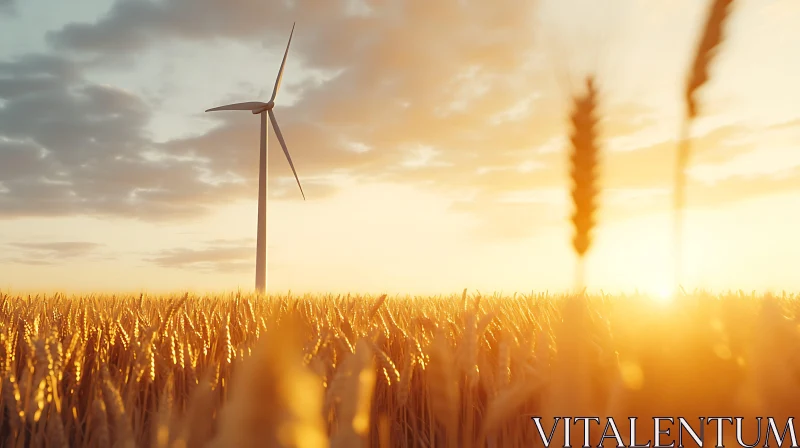 AI ART Sunset Over Wheat Field Renewable Energy